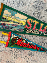 Load image into Gallery viewer, Lot of 2 Vintage Pennants - St Louis and Kentucky