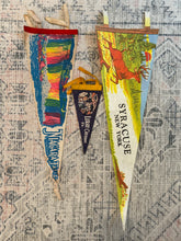 Load image into Gallery viewer, Lot of 3 Vintage Pennants - Syracuse, Luray Caverns and Niagara Falls