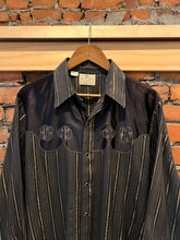 Load image into Gallery viewer, Vintage 90s Dee Cee Black and Gold Western Shirt (L)