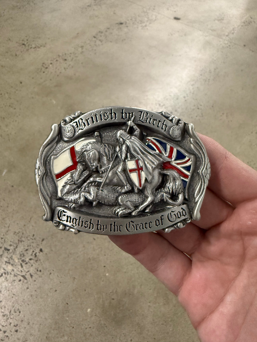 Vintage British By Birth English By The Grace of God Belt Buckle