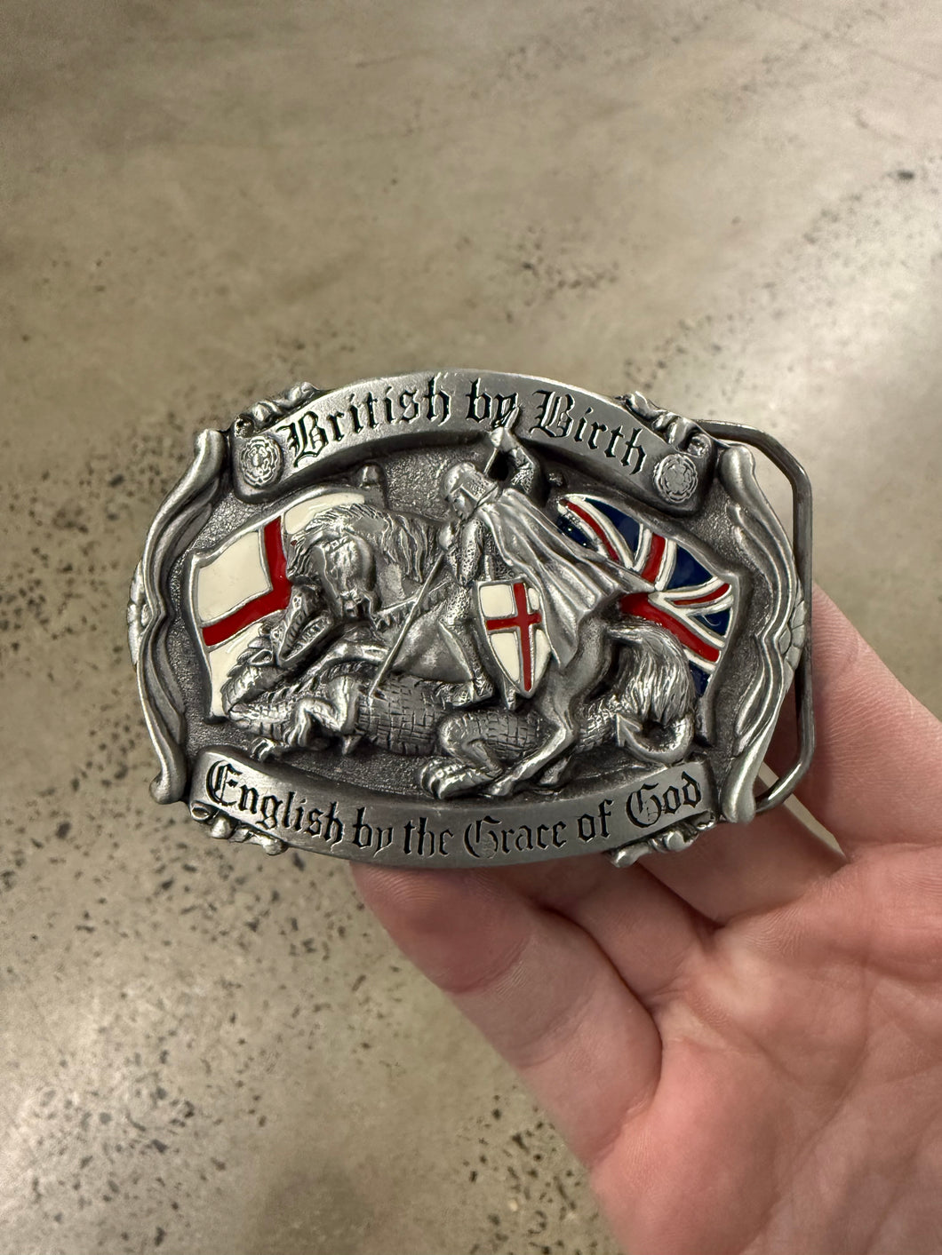 Vintage British By Birth English By The Grace of God Belt Buckle