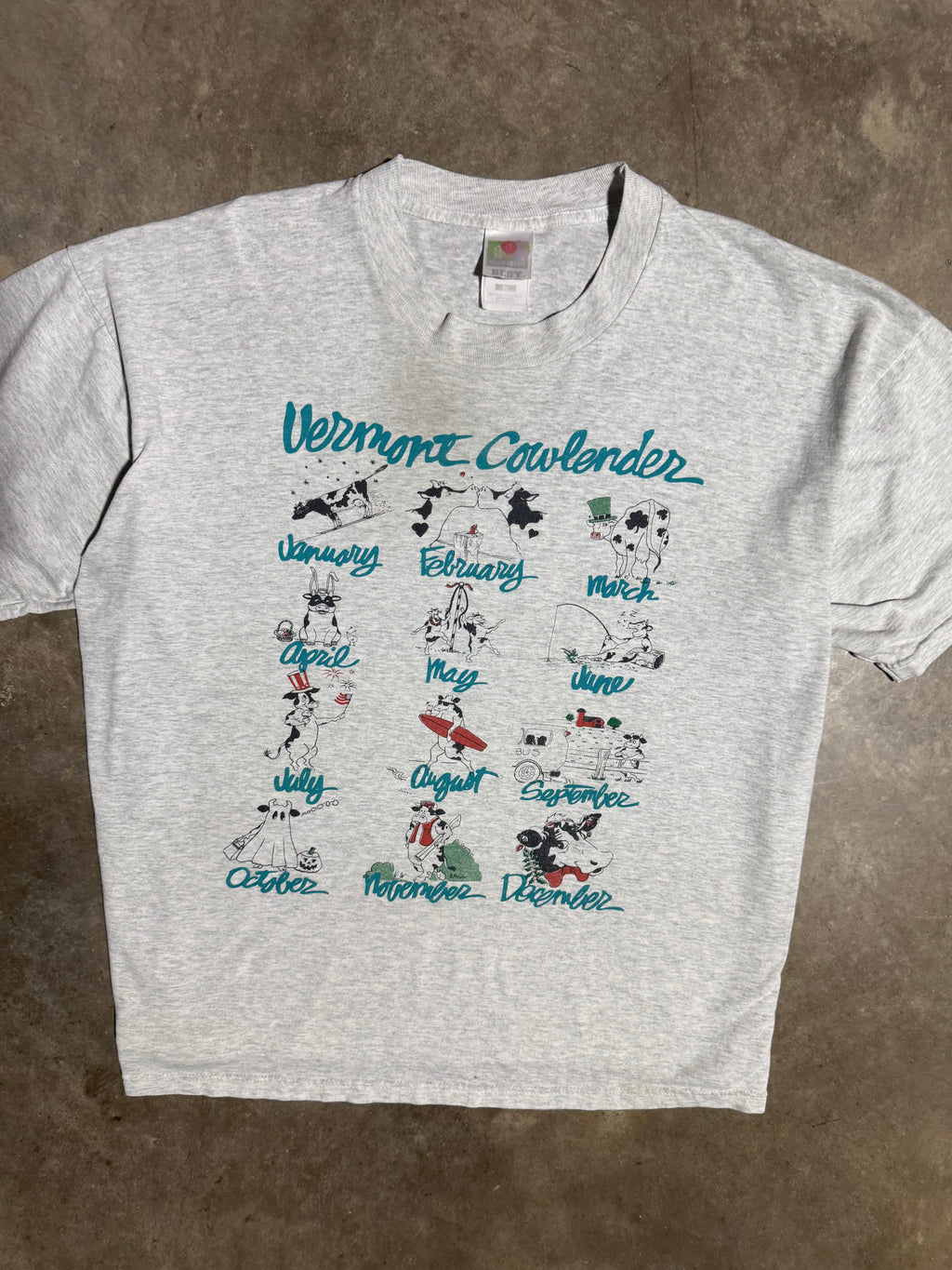 Vintage Vermont Cowlendar Cow T-Shirt (XL)