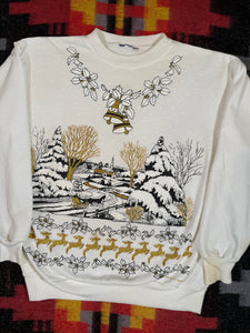 Vintage 80s Puffy Print Christmas Crewneck (WXL)