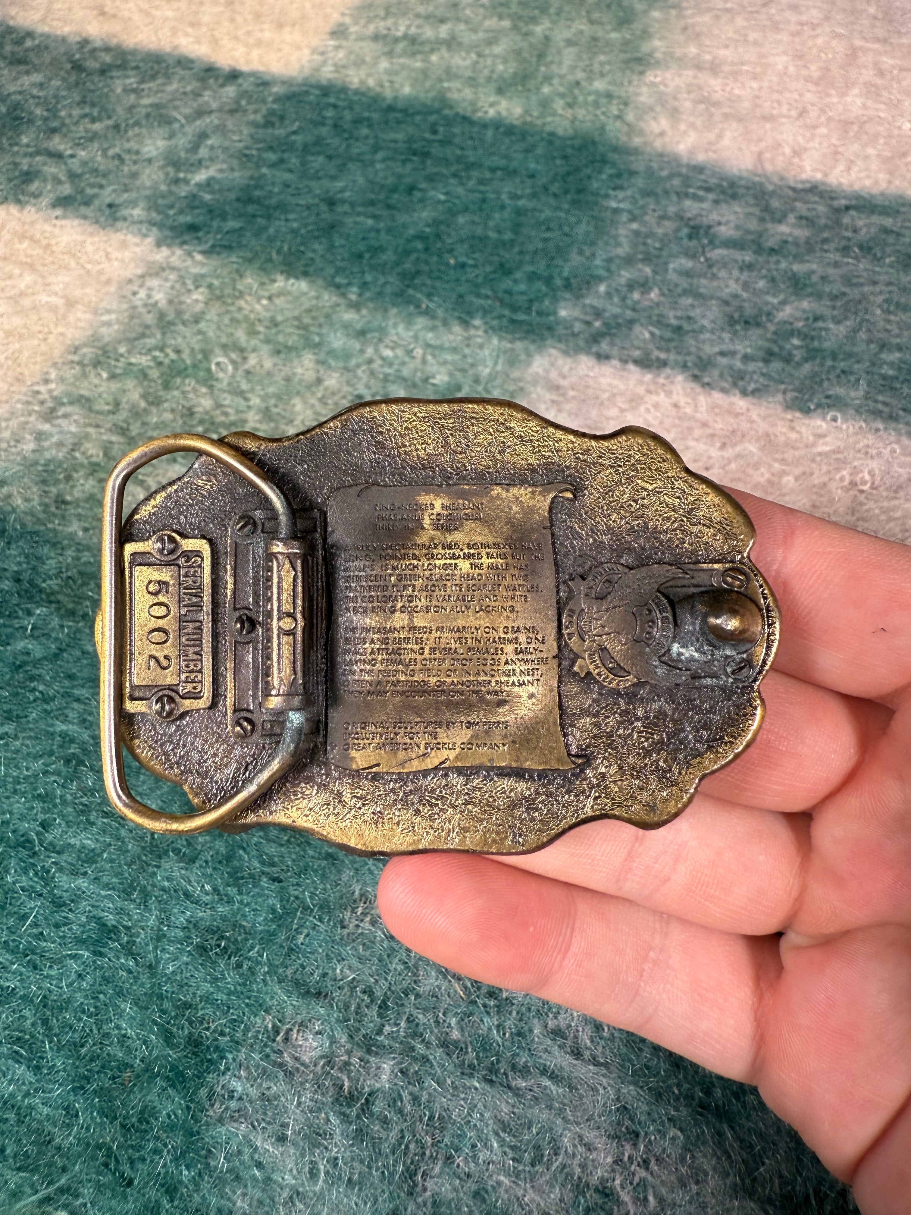 Vintage Ring Necked Pheasant Belt Buckle