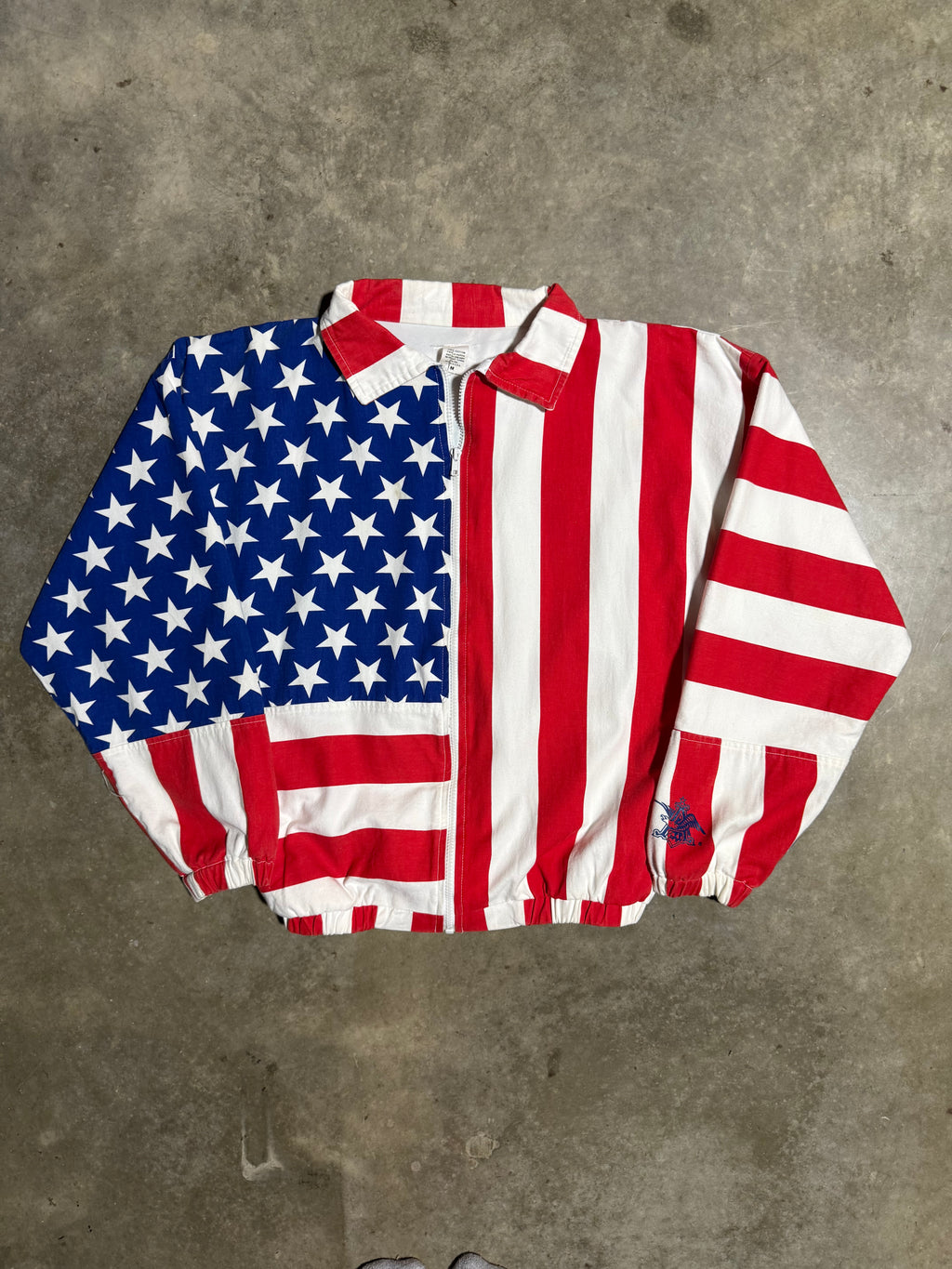 Vintage 90s Anheuser-Busch Beer American Flag Zip Up (M)