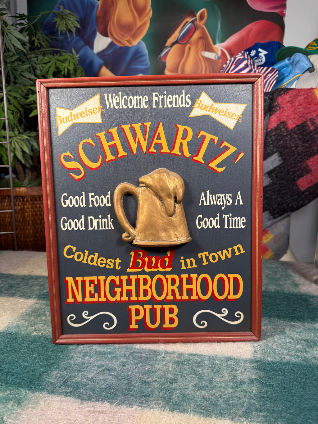 Vintage Budweiser Neighborhood Pub Bar Sign