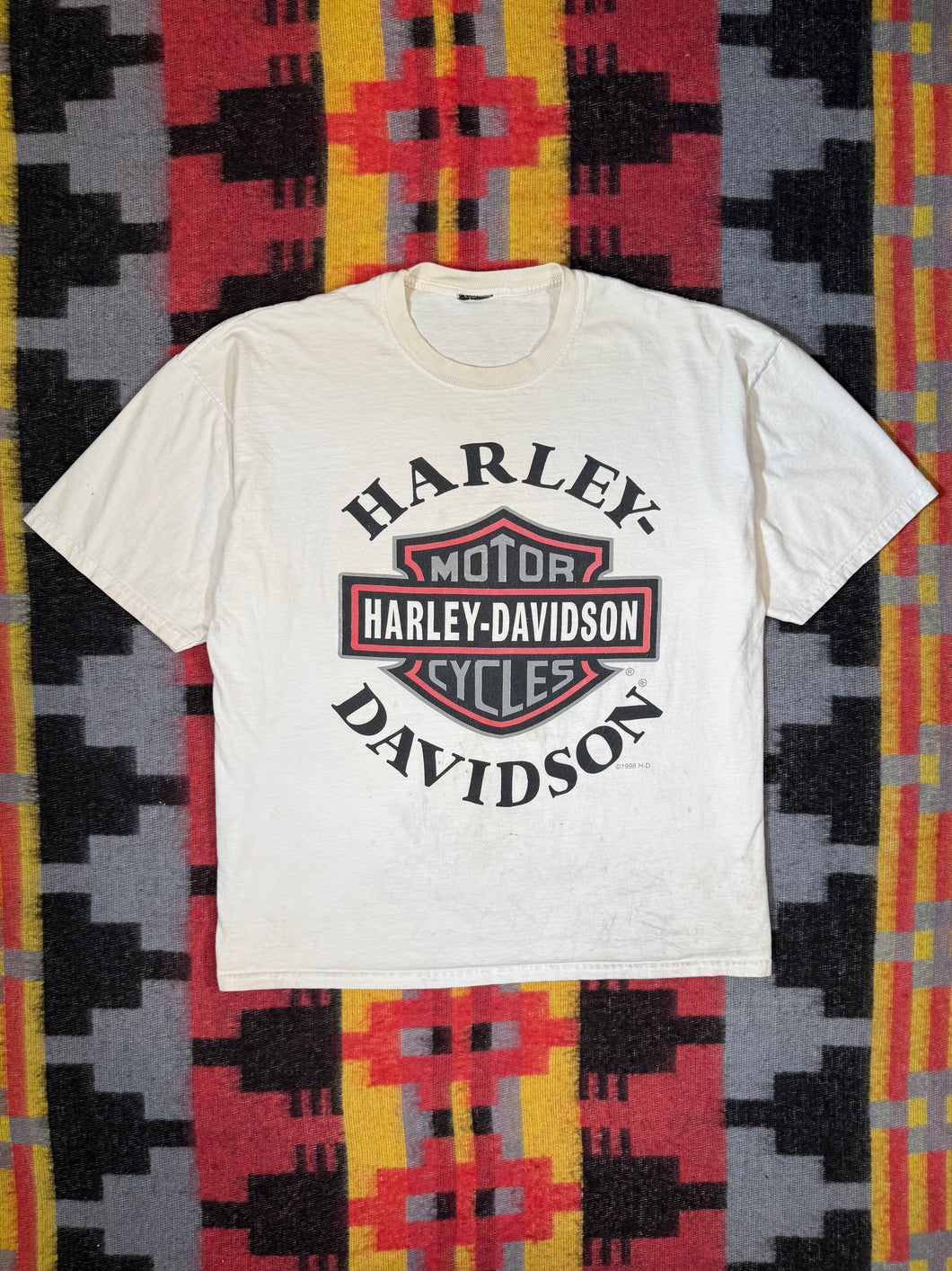 Vintage Distressed 1998 Harley Davidson Logo Tee (2XL)