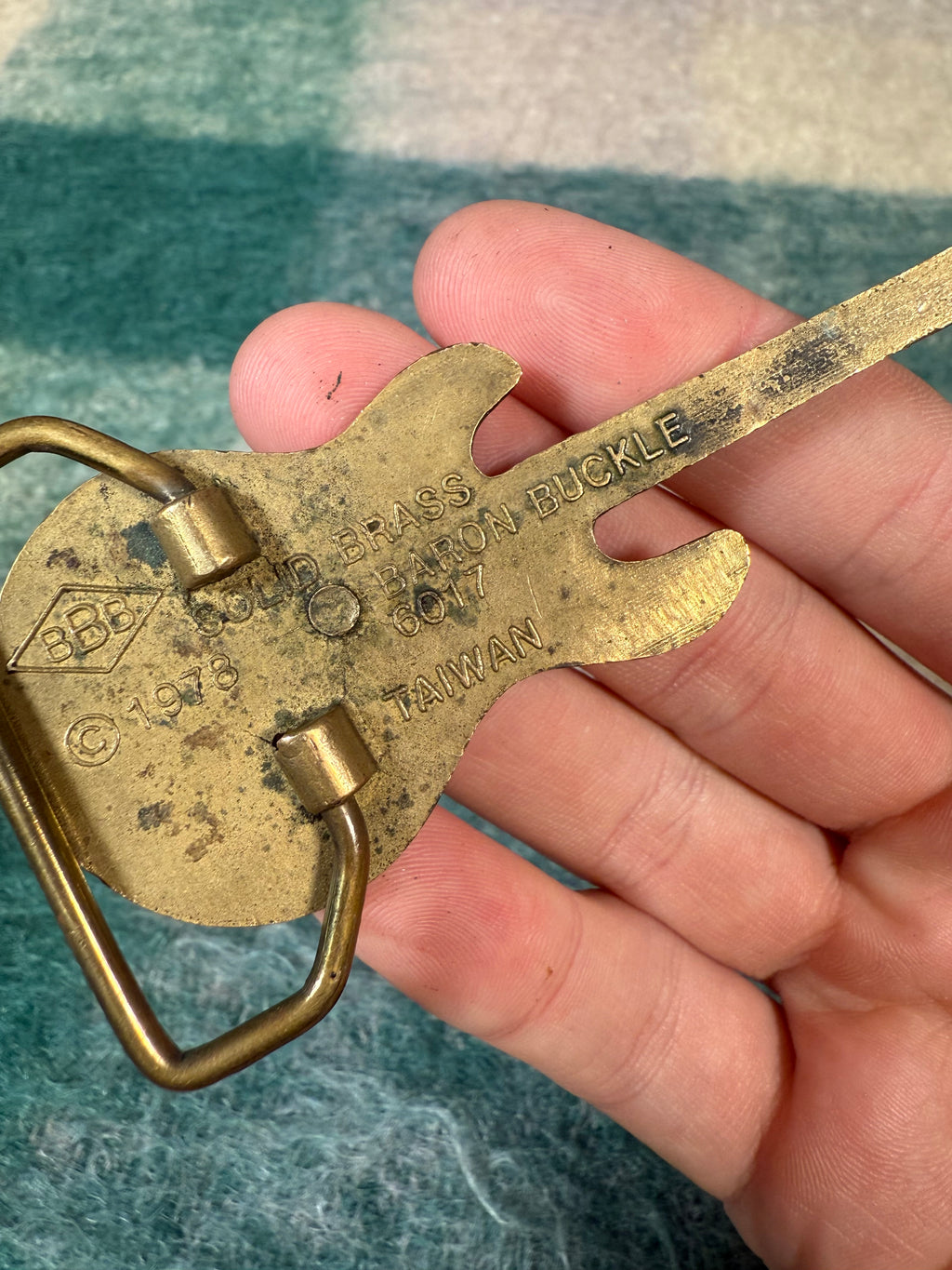 Vintage 1978 Brass Guitar Belt Buckle