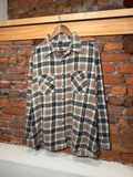 Vintage 80s Jack Frost Green and Tan Flannel (XL)