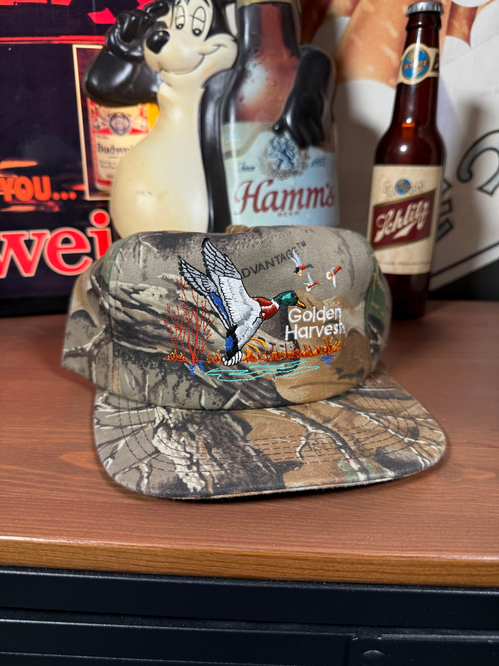Vintage Golden Harvest Seeds Duck Camo K Products Trucker Hat