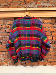 Vintage 90s Counterparts Rainbow Knit Cardigan Sweater (L)