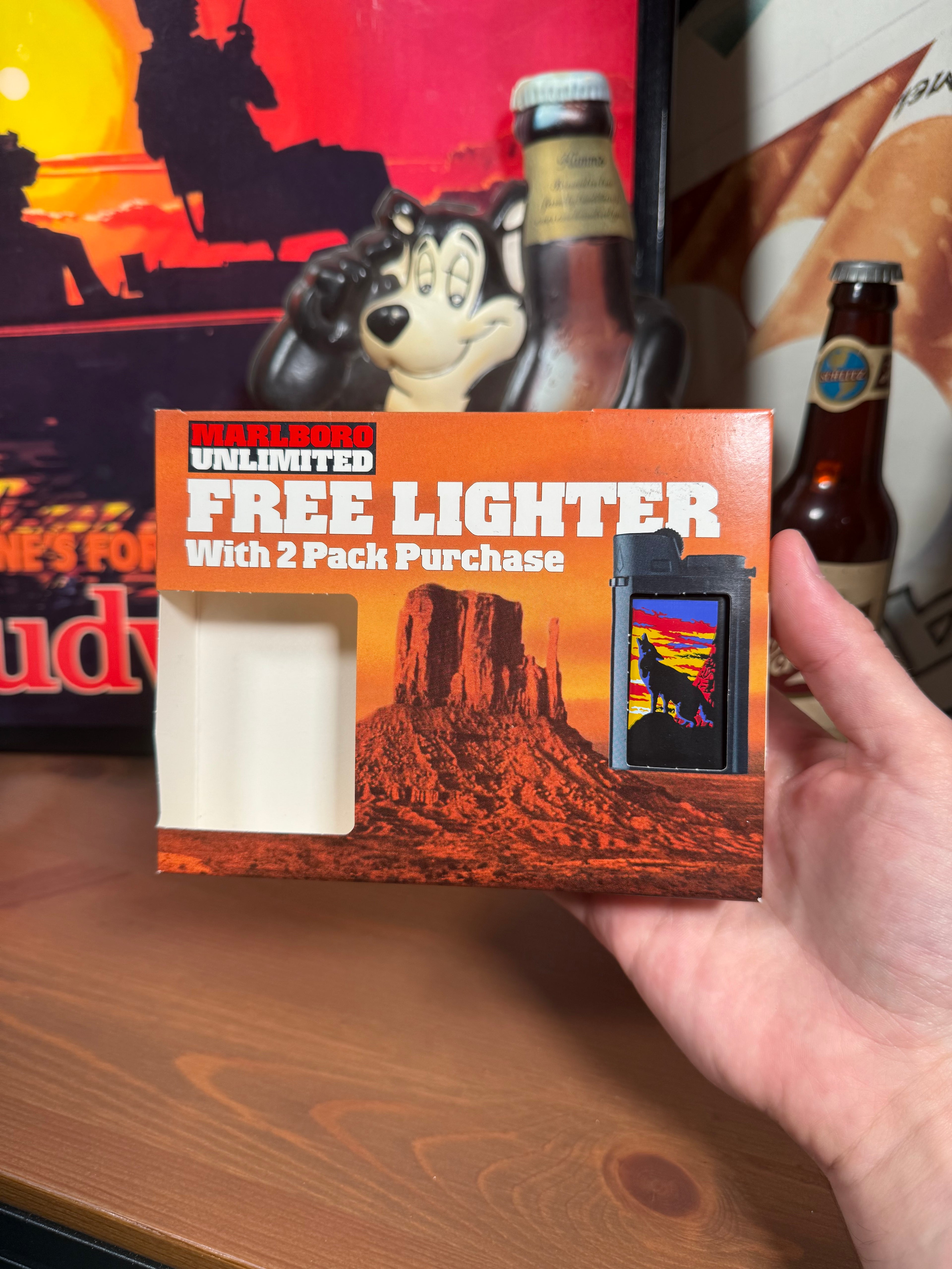 Vintage 1996 Marlboro Howling Wolf Unopened Lighter