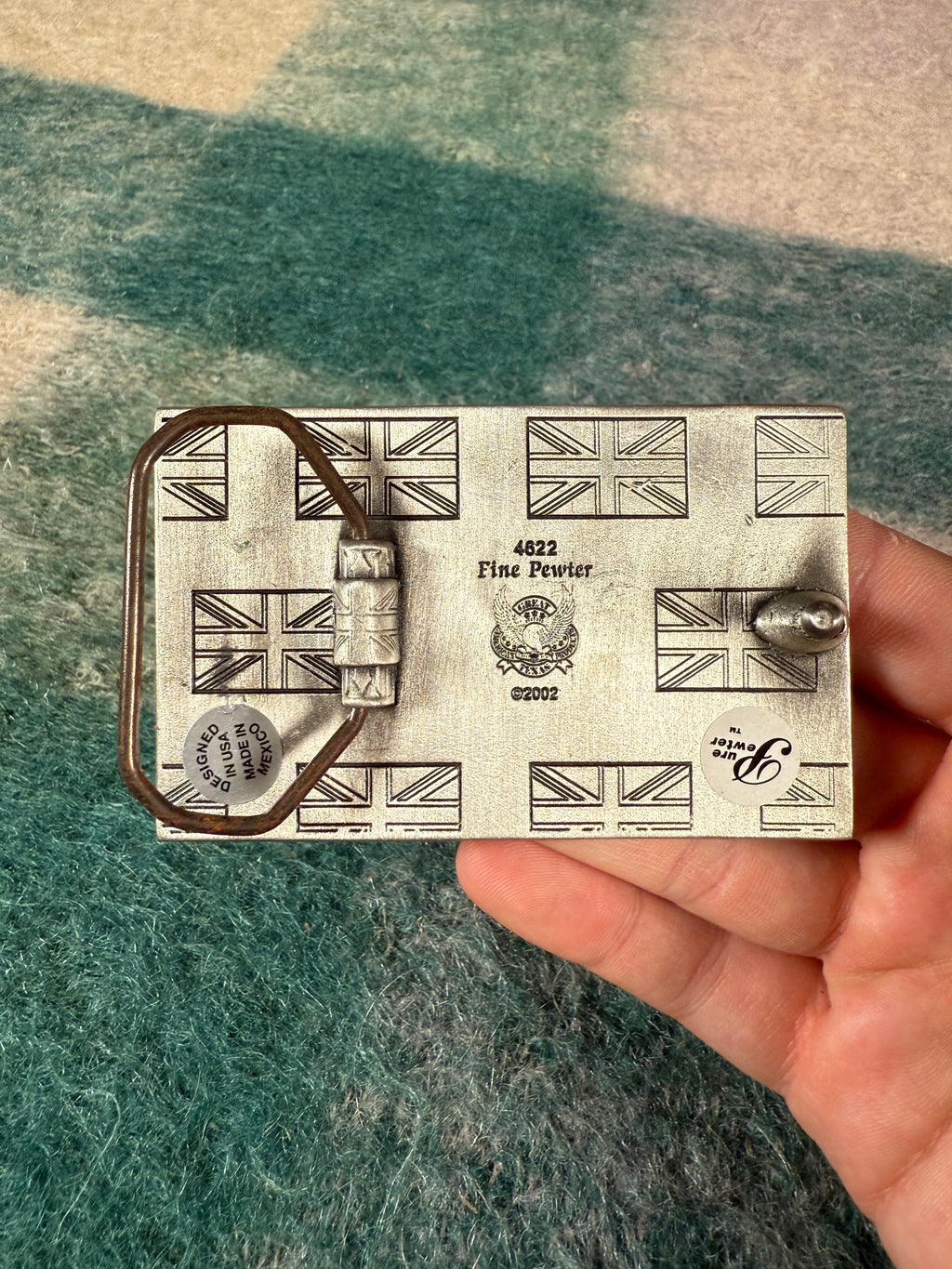 Vintage 2002 Union Jack Flag Belt Buckle