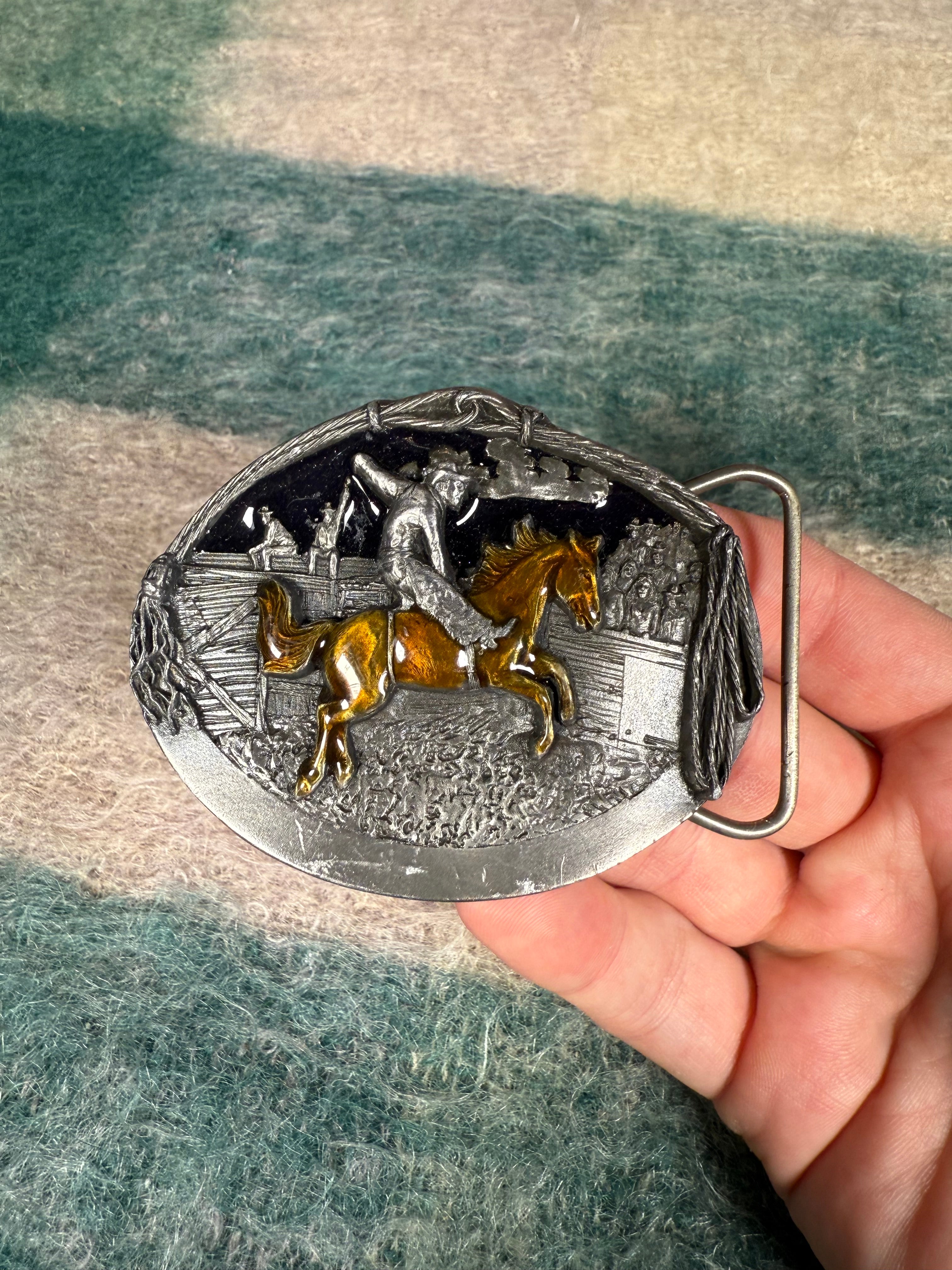 Vintage Bucking Bronco Cowboy Belt Buckle