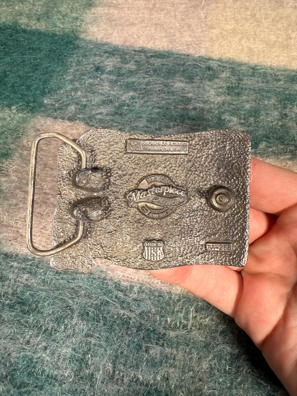 Vintage Longhorn Skull American Flag Belt Buckle