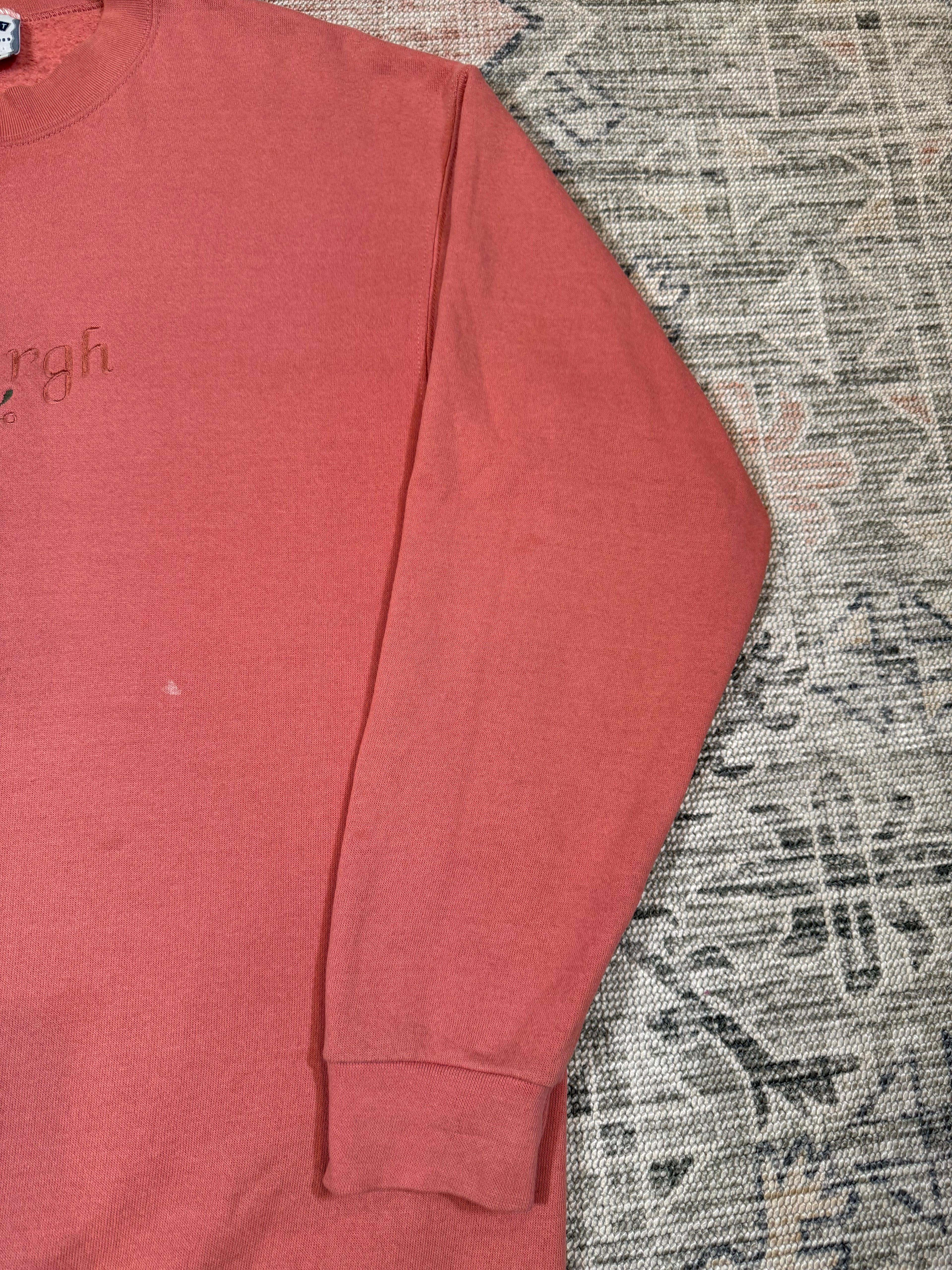 Vintage 90s Pink Pittsburgh Embroidered Crewneck (L)