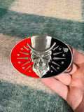 Vintage Vince Ray Red and Black Skull Belt Buckle