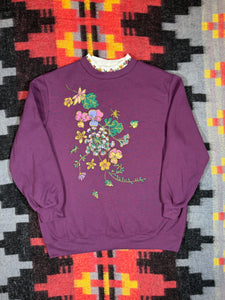 Vintage Flower Collar Purple Crewneck (WL)