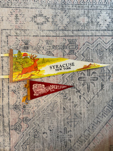 Lot of 2 Vintage Pennants - Syracuse and Harpers Ferry