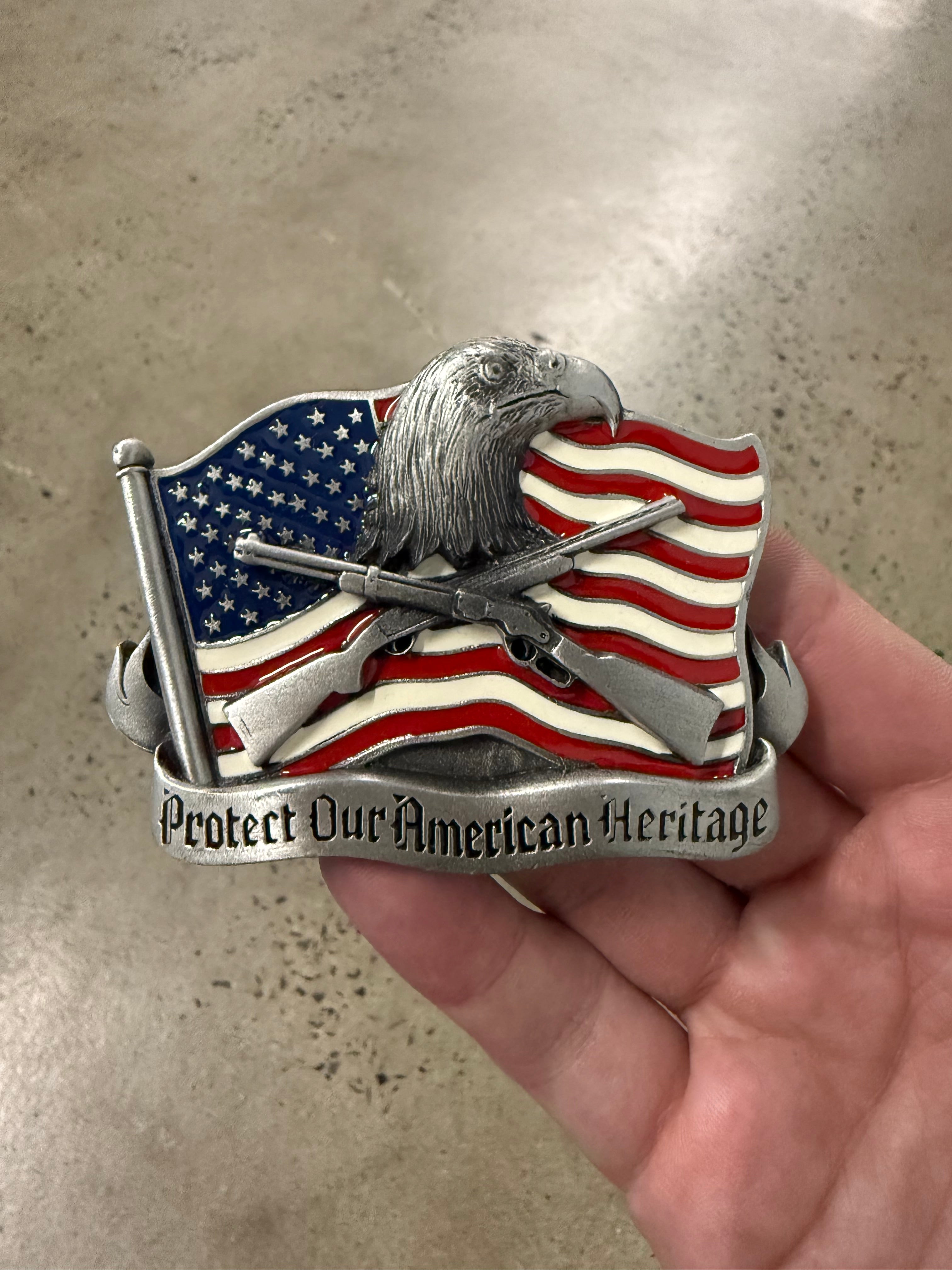 Vintage 1993 Protect Our American Heritage Belt Buckle