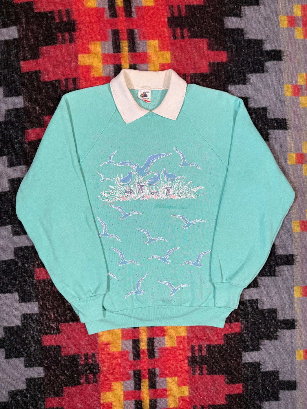 Vintage Early 90s Seagulls Collared Crewneck (M)
