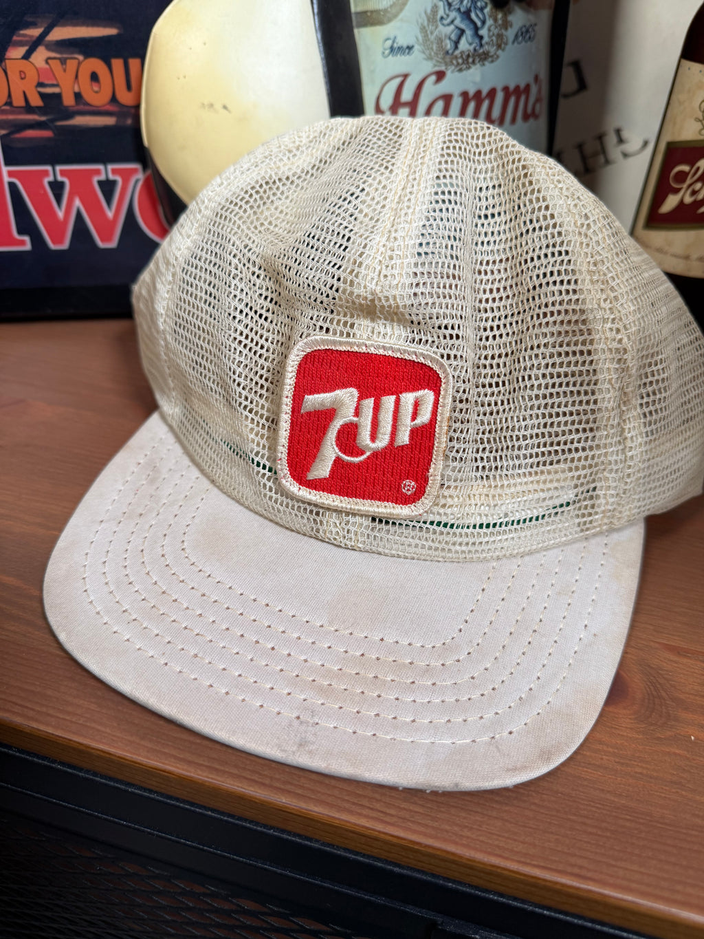 Vintage Distressed 7up Mesh Trucker Hat