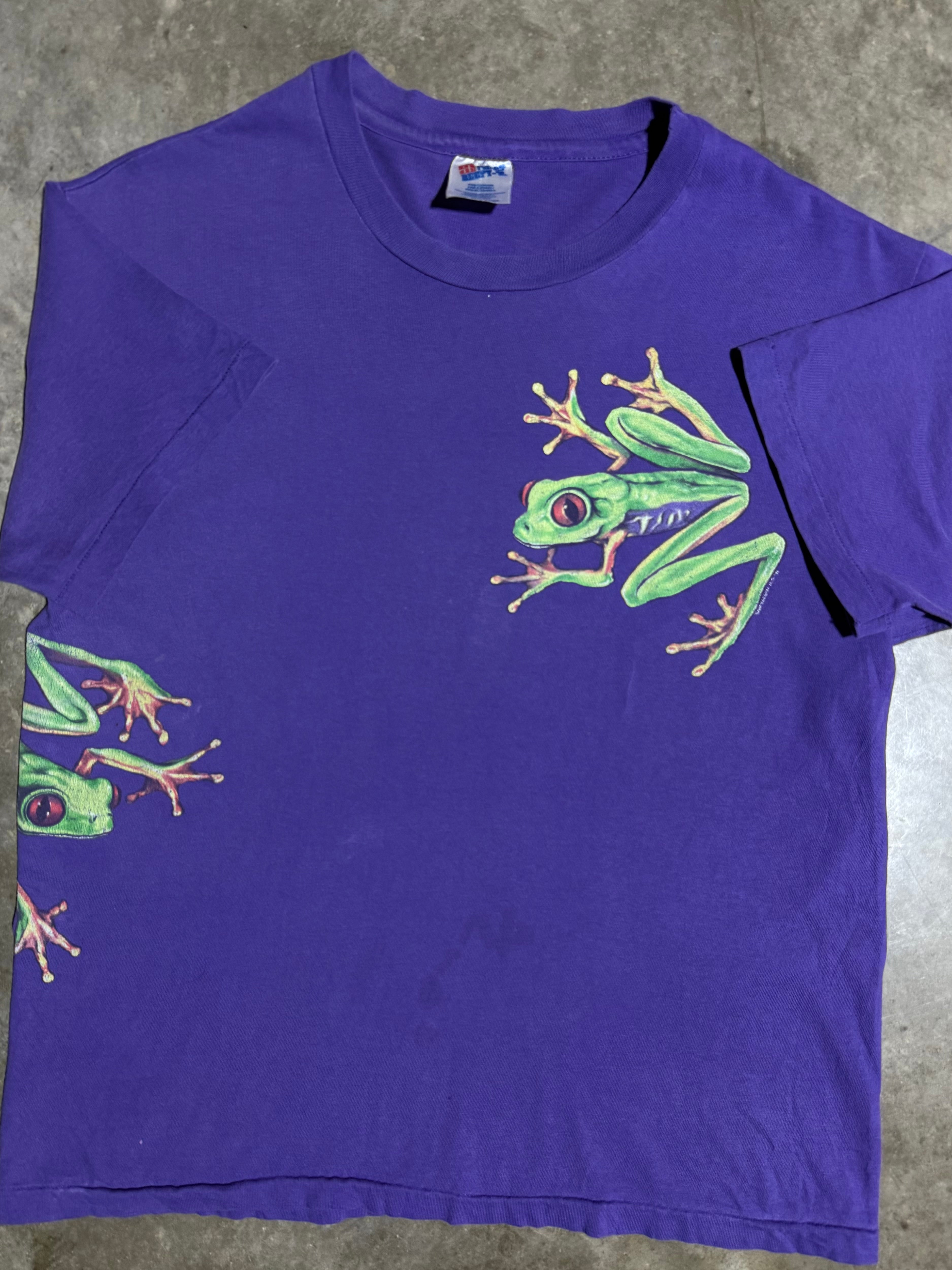 Vintage 90s Wrap Around Print Frog Shirt (M)