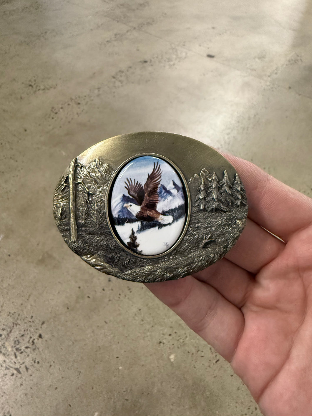 Vintage Snowy Mountain Eagle Belt Buckle