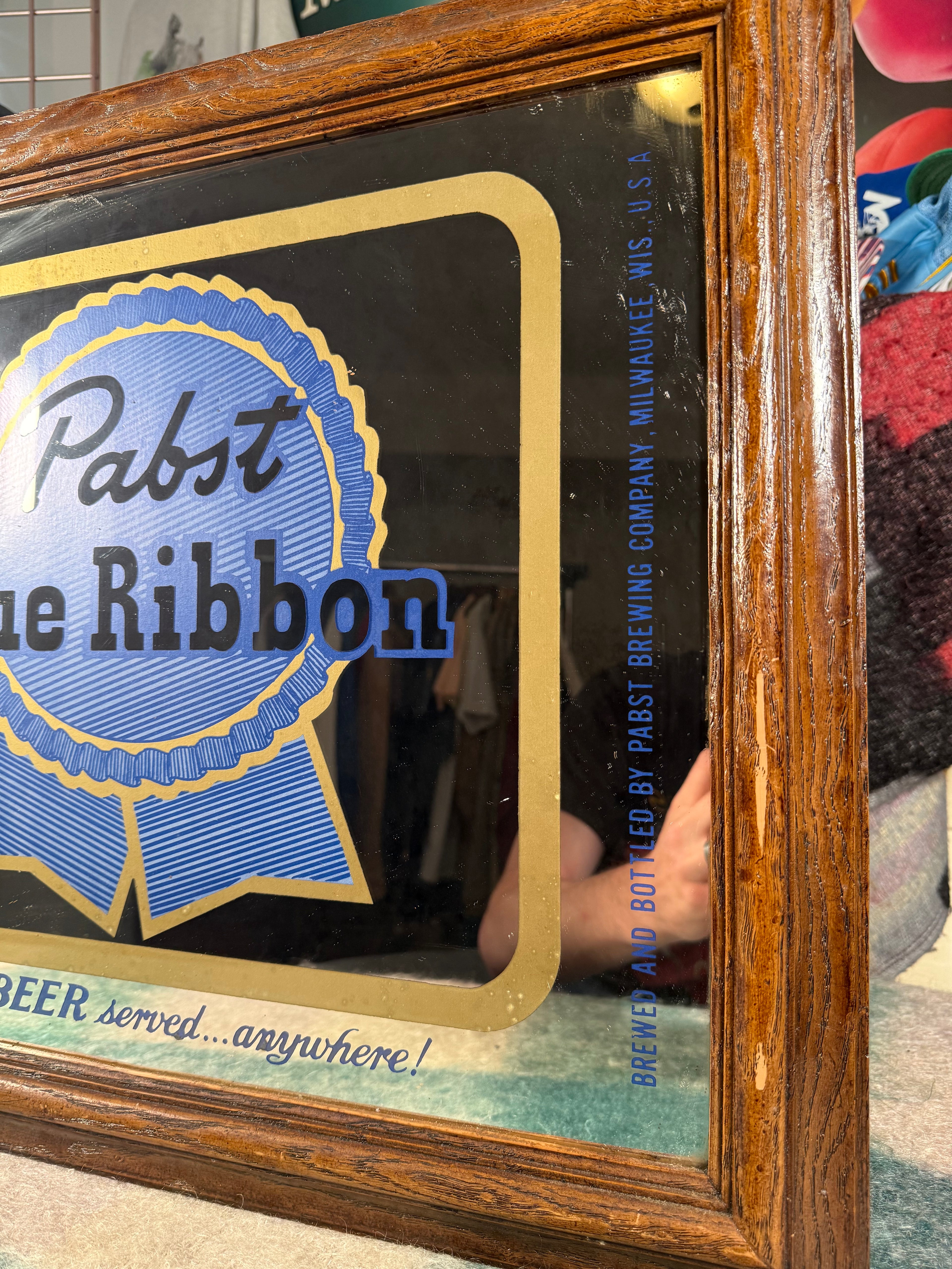 Vintage Pabst Blue Ribbon Bar Mirror (23x20inch)