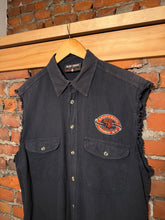 Load image into Gallery viewer, Vintage 2001 Laconia Bike Week Cutoff Button Down Shirt (XL)
