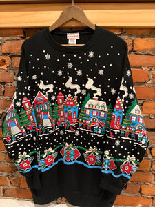 Vintage 80s Puffy Print Christmas Crewneck (W2XL)