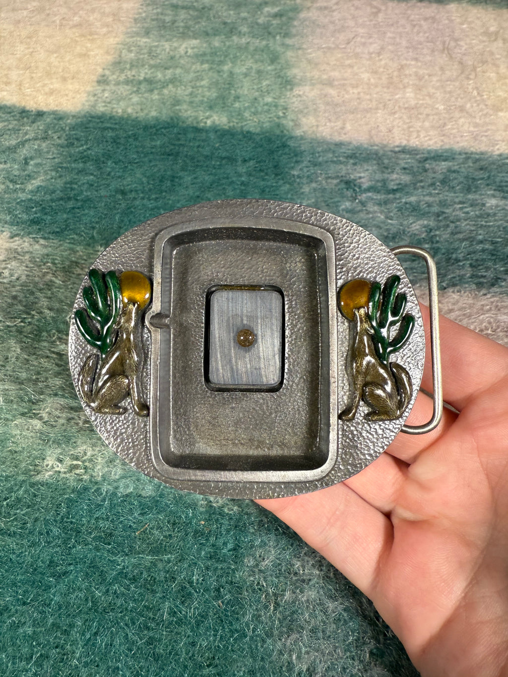 Vintage Howling Wolf Zippo Lighter Holder Belt Buckle
