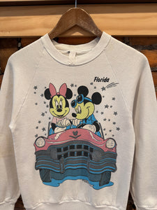 Vintage Youth Mickey And Minnie Double Sided Car Crewneck (Youth)