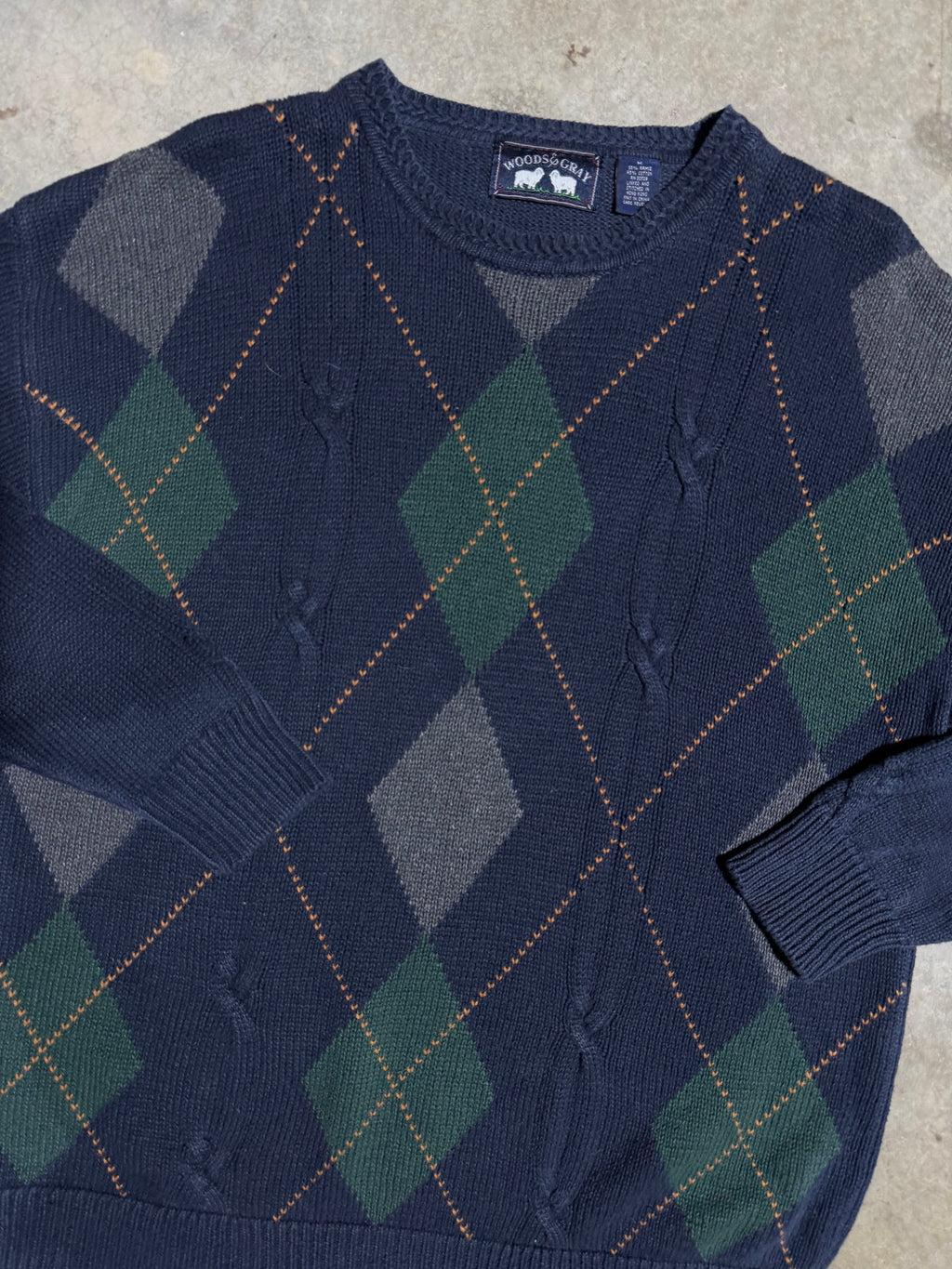Vintage Woods & Gray Argyle Pattern Sweater (M)