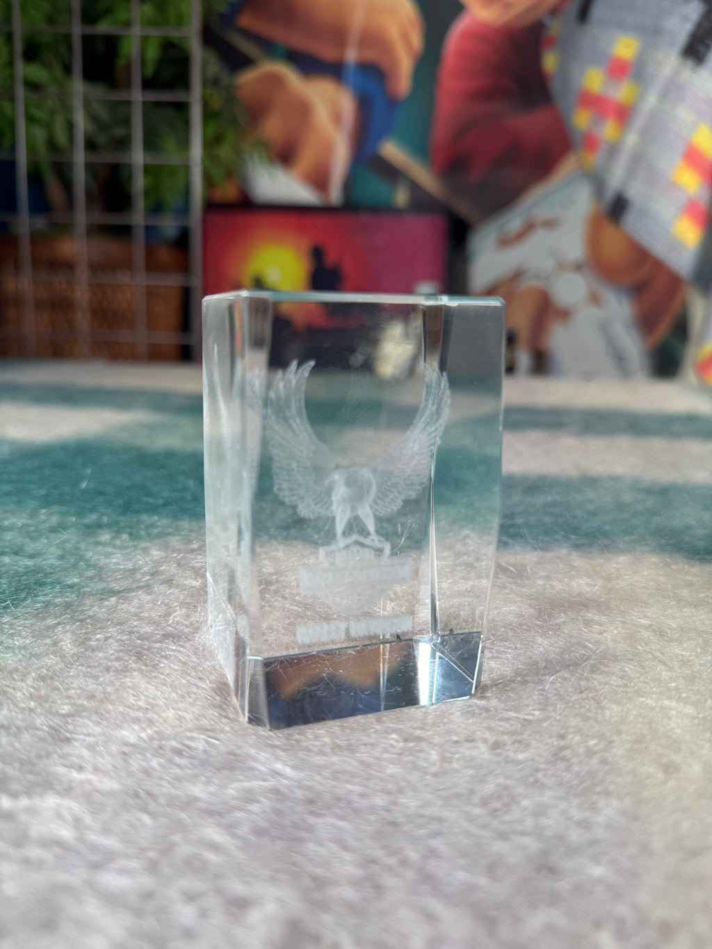 Vintage Harley Davidson 3D Glass Display