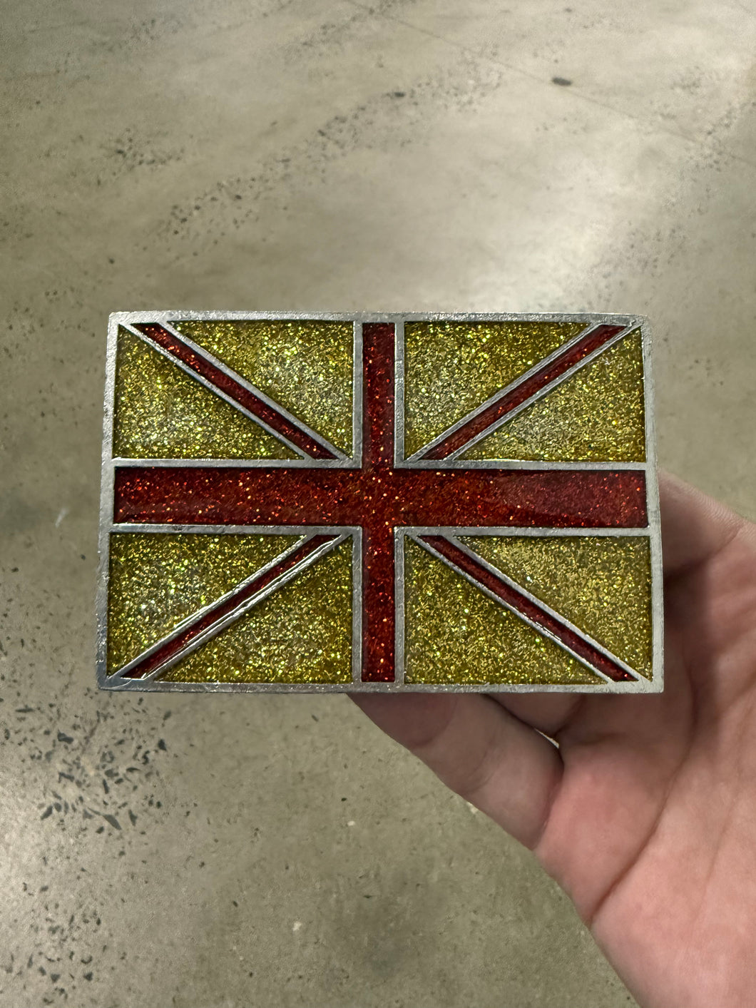 Y2K Union Jack Sparkly Belt Buckle