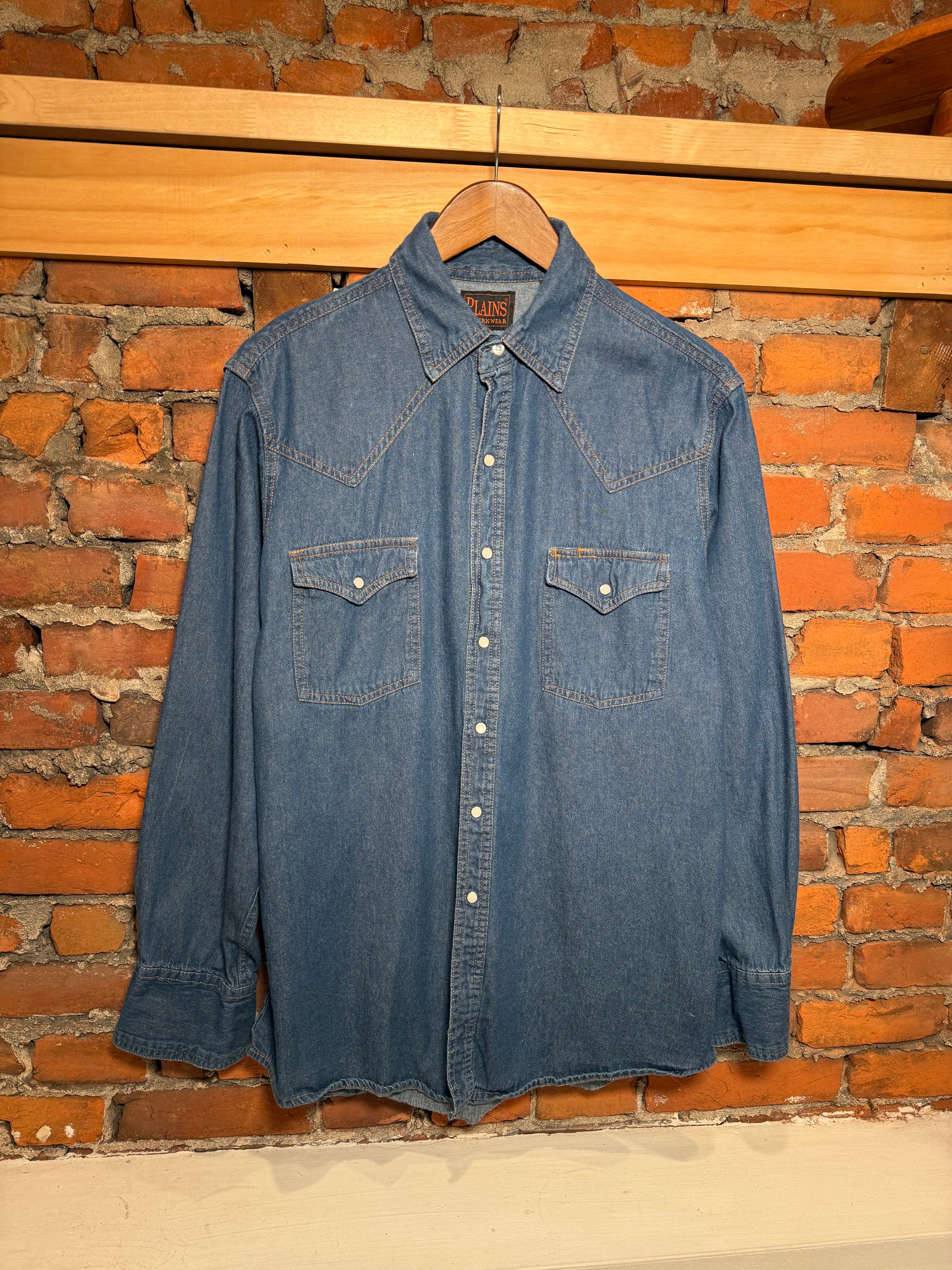 Vintage Plains Pearl Snap Denim Shirt (M)