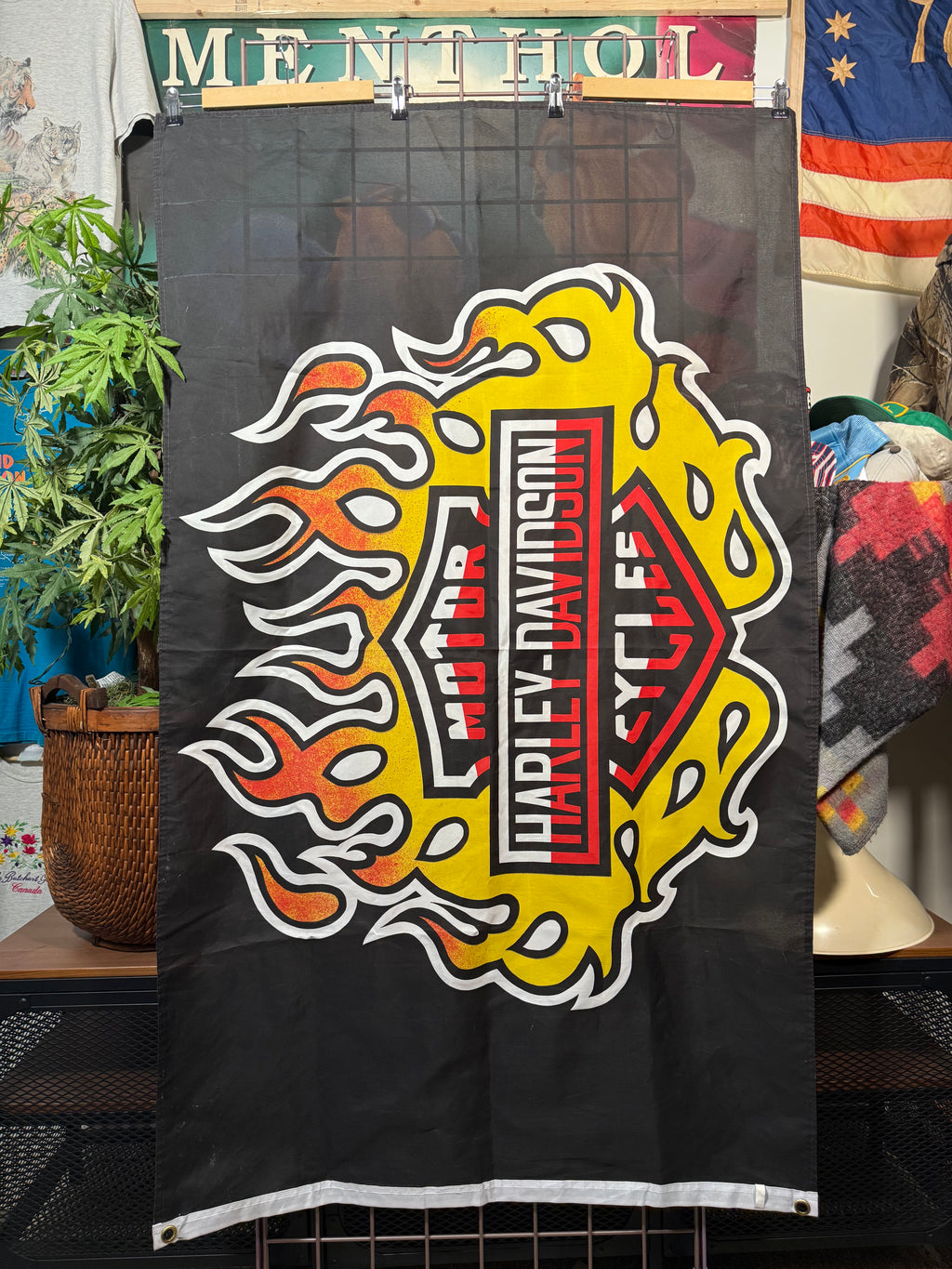 Vintage Harley Davidson Flame Flag