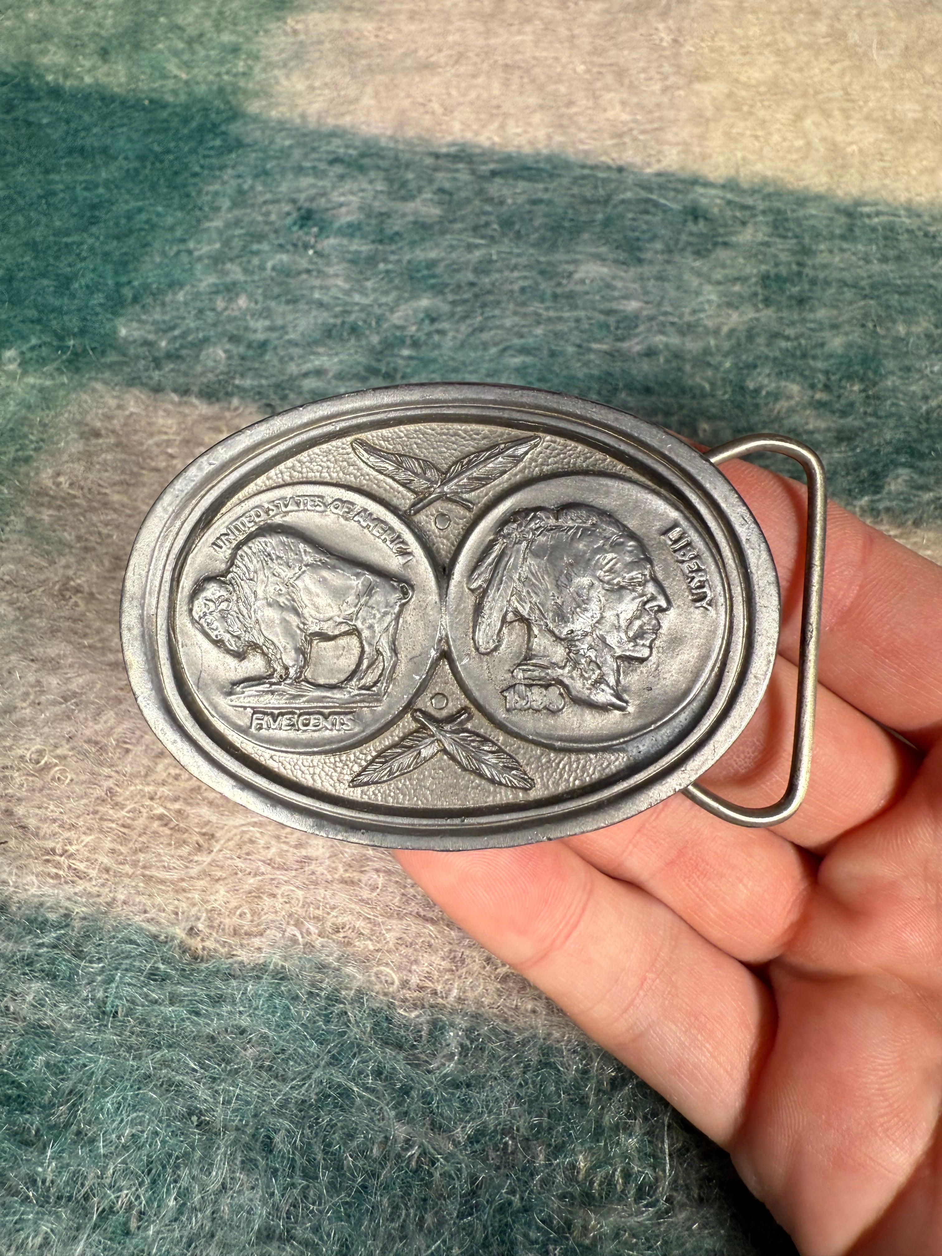 Vintage Buffalo Head Nickel Belt Buckle