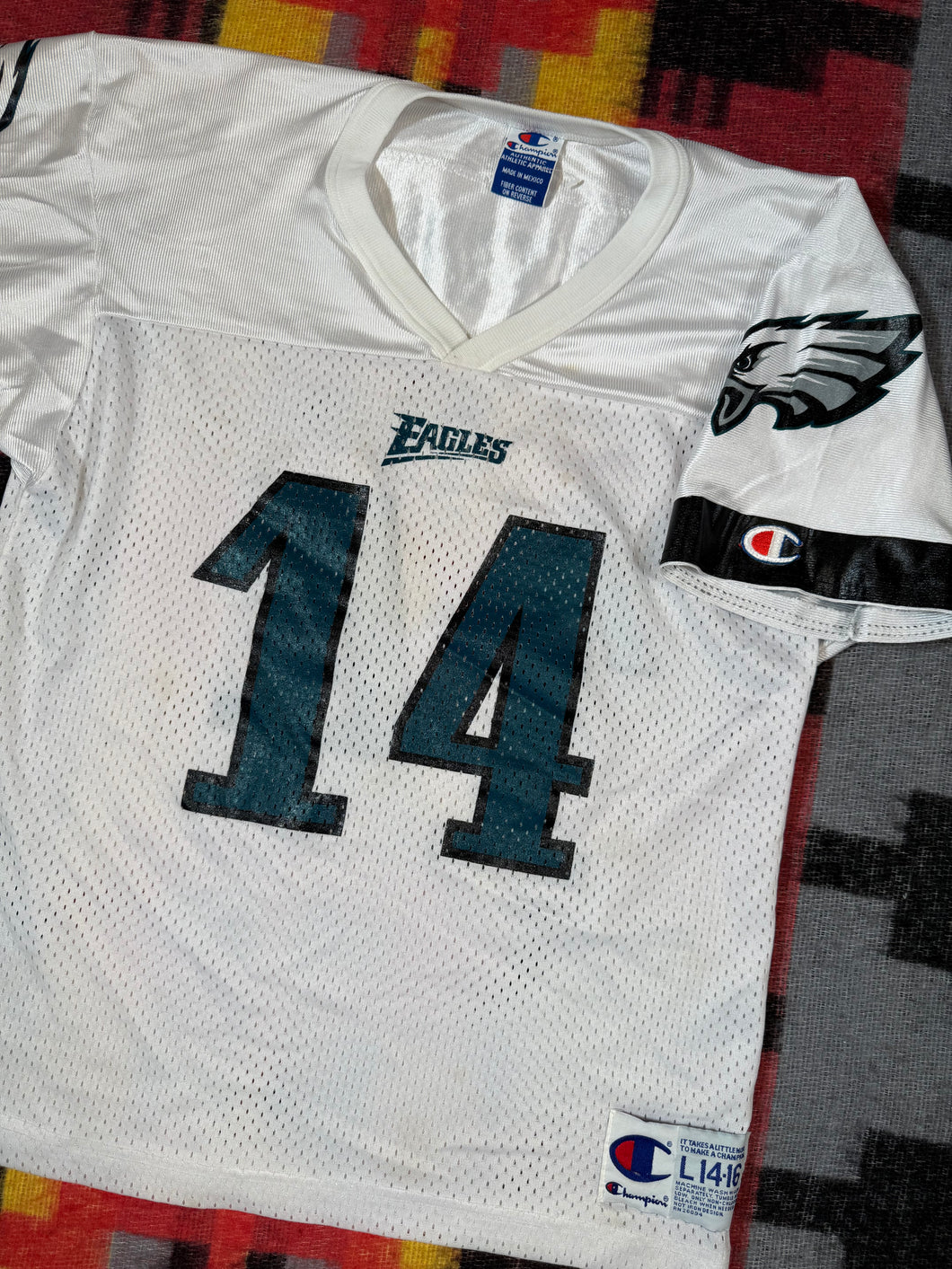 Vintage 90s Eagles Champion Detmer Jersey (Youth L)