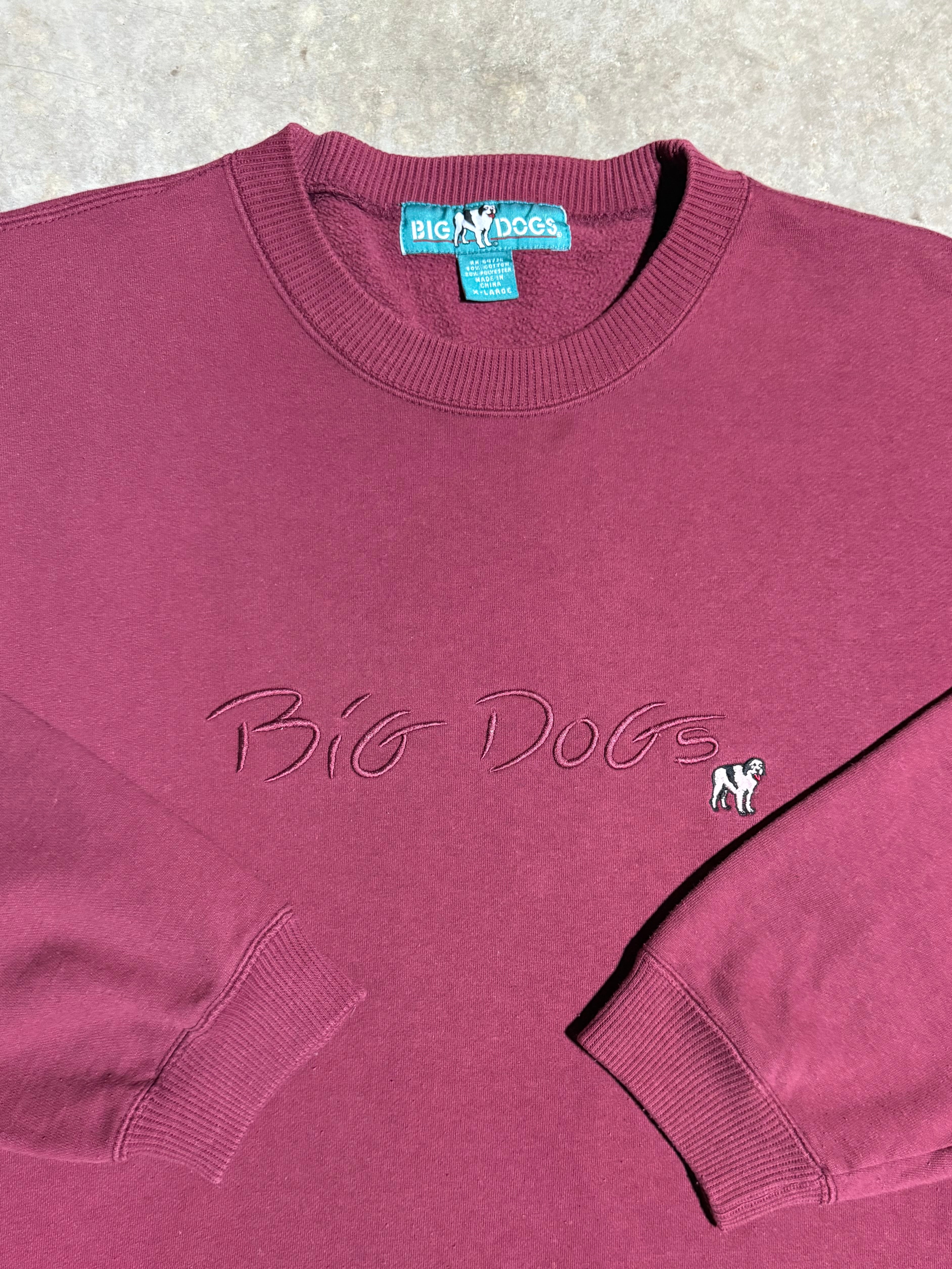 Vintage Bigs Dogs Maroon Embroidered Crewneck (XL)