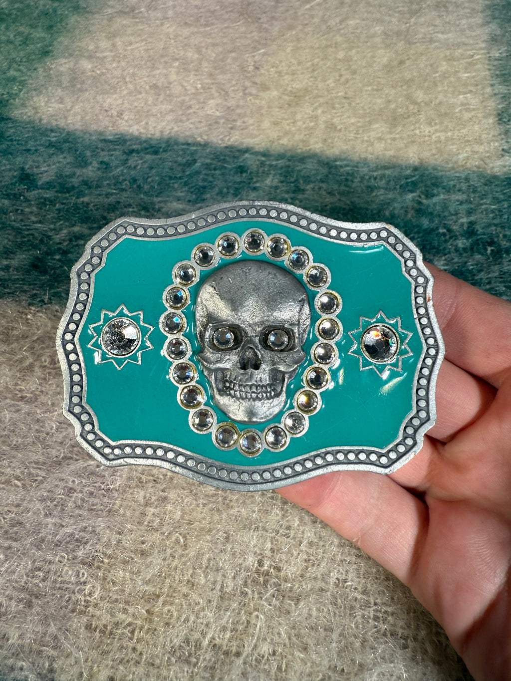 Vintage 2000s Skull Bejeweled Belt Buckle