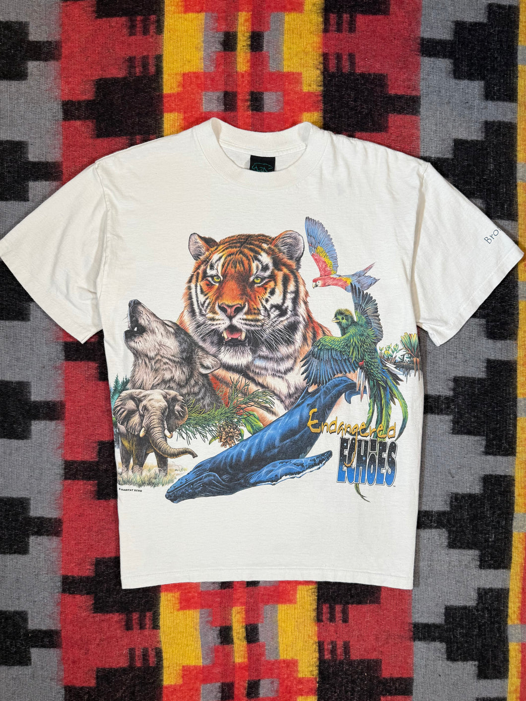Vintage 90s Endangered Animals All Over Print Shirt (L)