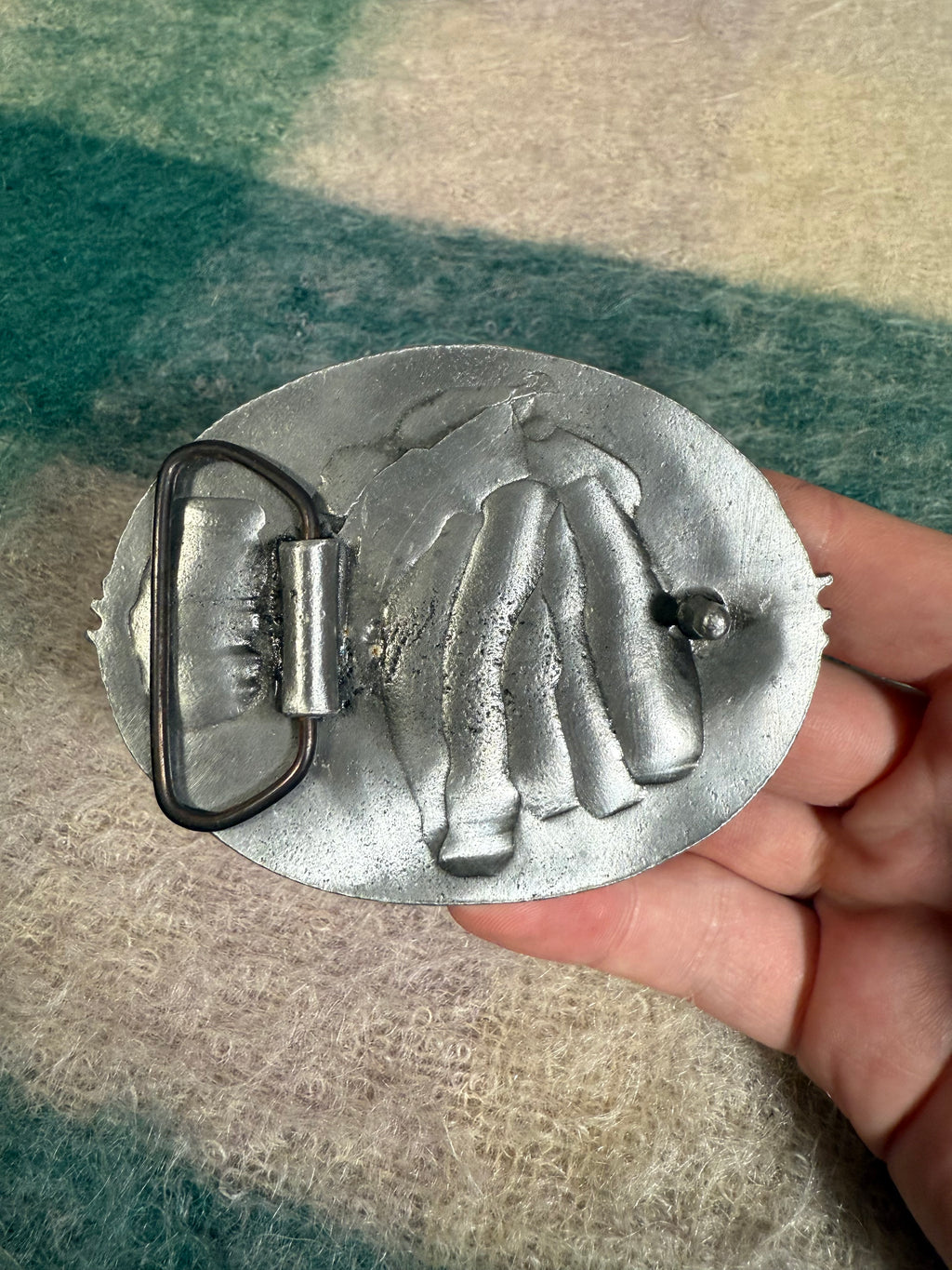 Vintage Winged Skull Spike Belt Buckle