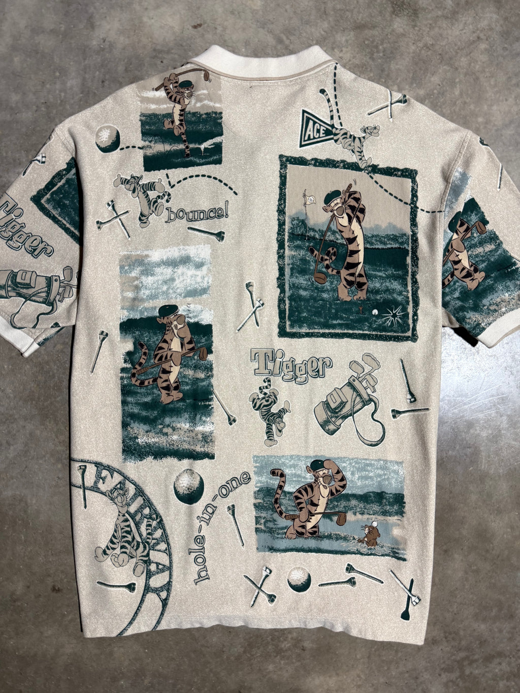 Vintage Tigger Golf All Over Print Polo Shirt (XL)