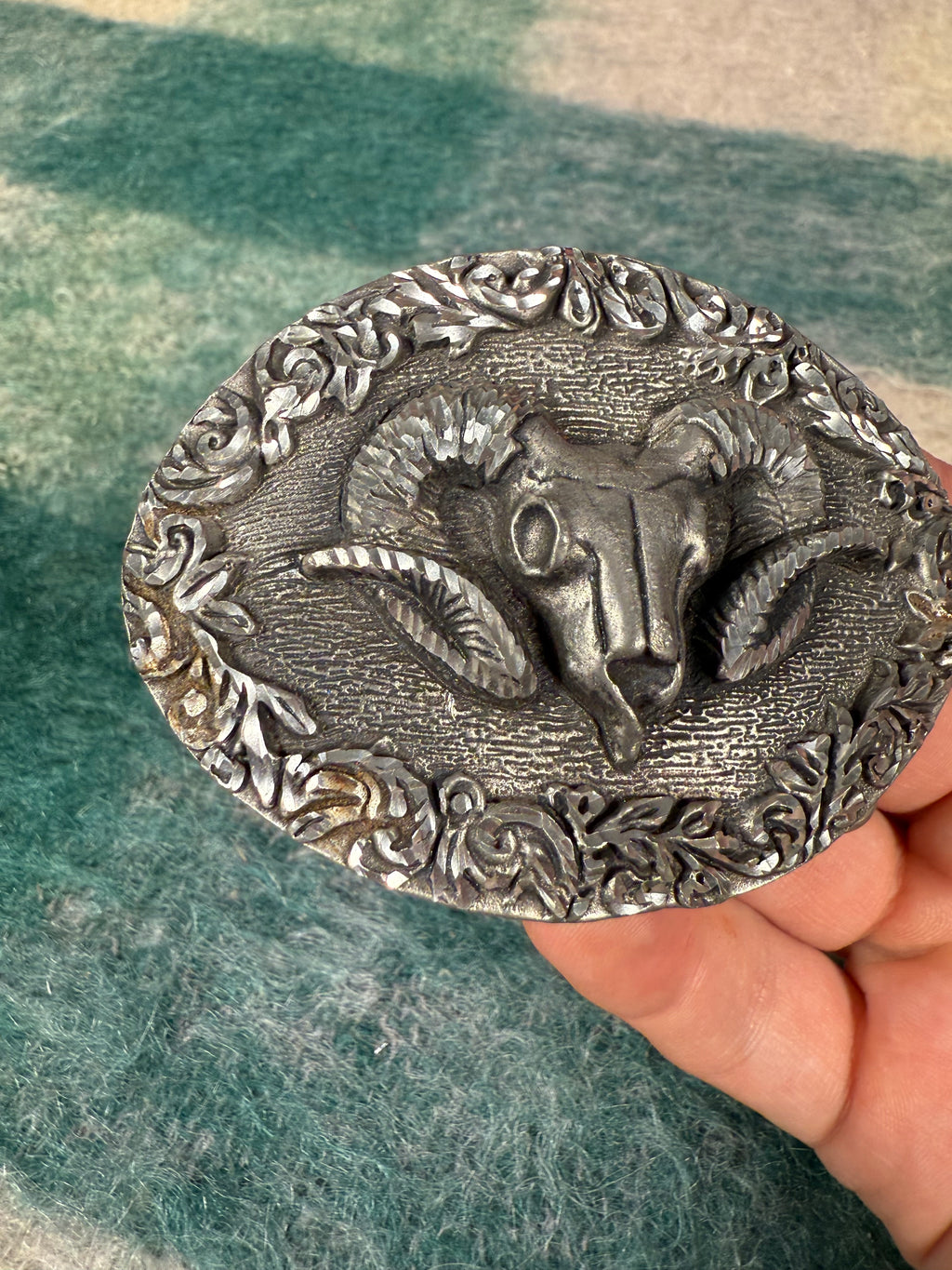 Vintage Ram Skull Belt Buckle