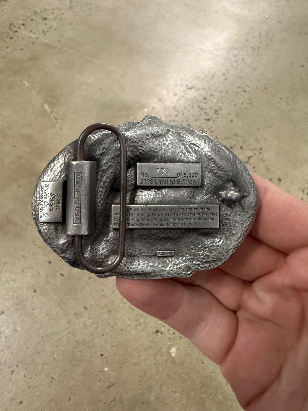 Vintage 2003 American Firefighter Belt Buckle
