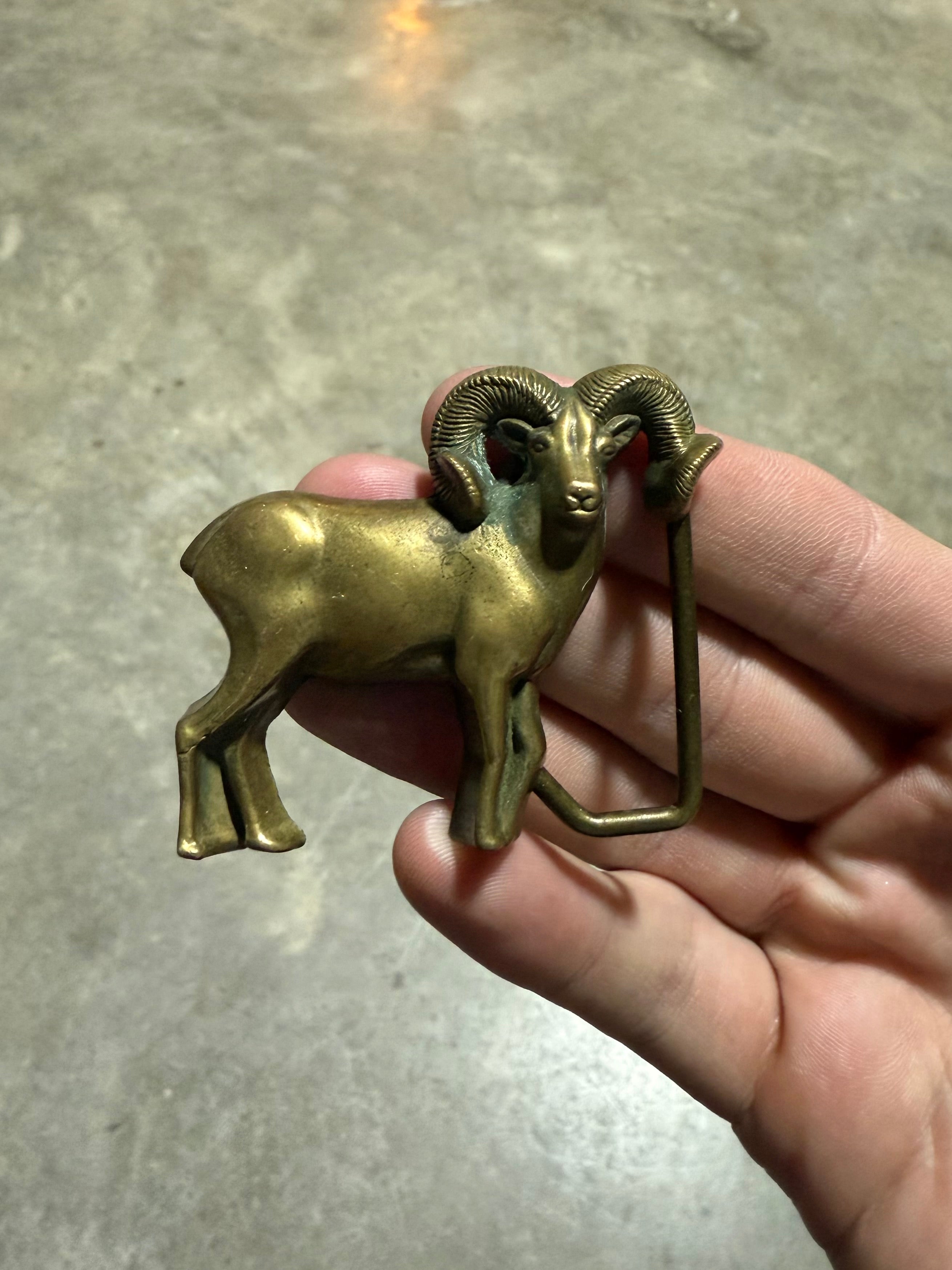 Vintage Brass Ram Belt Buckle