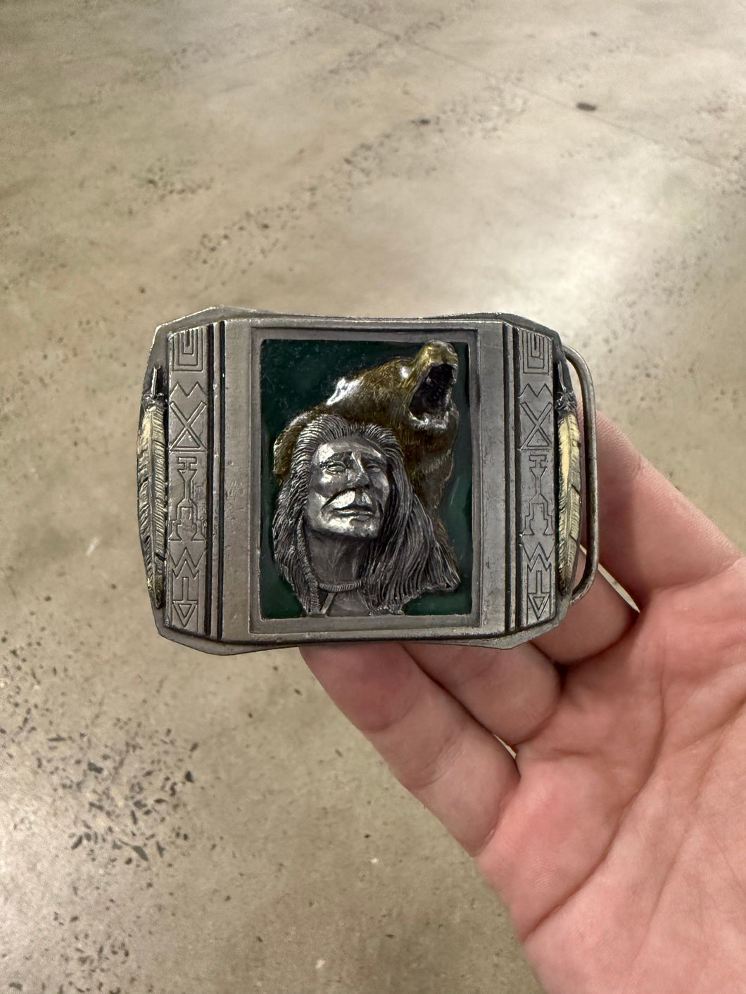 Vintage 1999 Native American Bear Belt Buckle