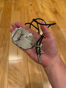 Vintage Cowboy Boots Belt Buckle + Bolo Tie Combo